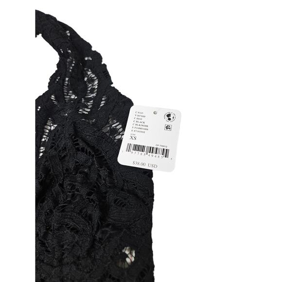 NEW Free People XS Adella Crochet Lace Halter Black Bralette Boho Goth Lingerie - Picture 4 of 4